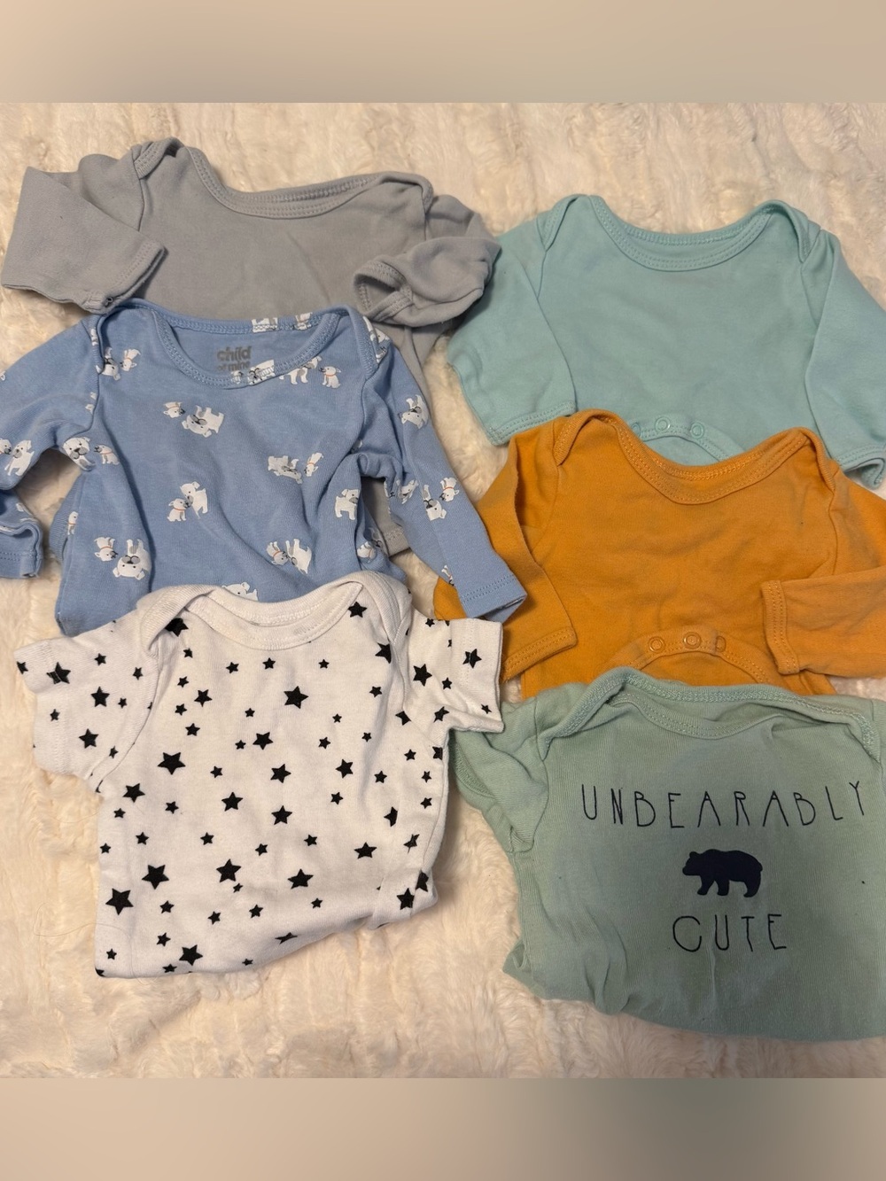 Onsies. 6 pair 0-3 mos